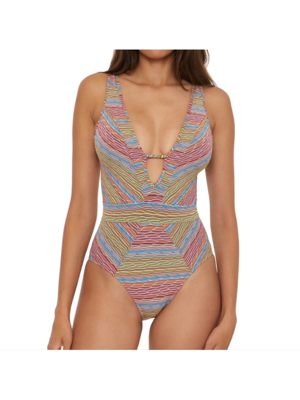 Becca Free Spirit Plunge One Piece Swimsuit Size S